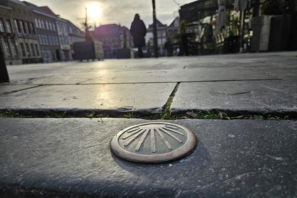 Die Muschel, die den Jakobsweg anzeigt (Camino de Santiago)