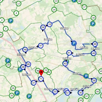 Kaart met knooppunten van de asperge fietstocht in Leudal